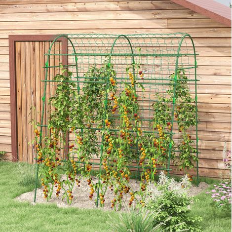 Treillis réglable 144x167x206 cm en acier vert avec filet pour plantes grimpantes FloraGrace (1/5)