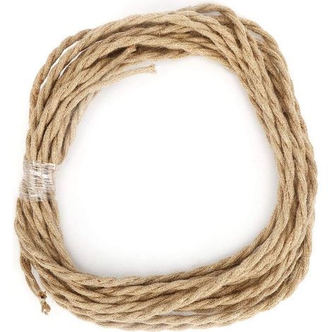 Cable eléctrico trenzado de cáñamo vintage, par de cables eléctricos, accesorios de bricolaje para lámparas de araña (5 metros / 16,4 pies) (1/5)