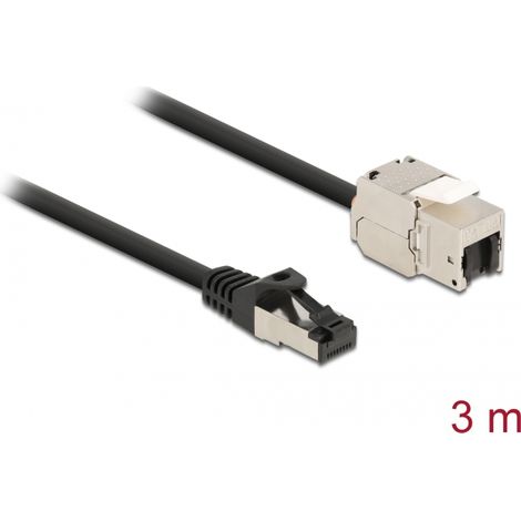 Delock Cable RJ45 macho a MÃ³dulo Keystone RJ45 hembra Cat.6A 3 m negro