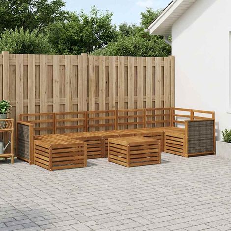 vidaXL Outdoor-Sofagarnitur 7 pcs Natur Massivholz Akazie (1/5)