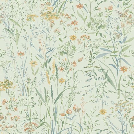 Grandeco Free Flower Sage Wallpaper Floral Botanical Textured Paste The Wall (1/4)