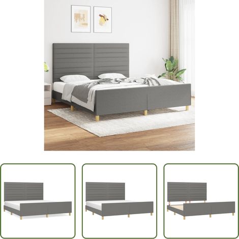 Kopfteil - Bettgestell ohne Matratze Dunkelgrau 180x200 cm Stoff (1/5)