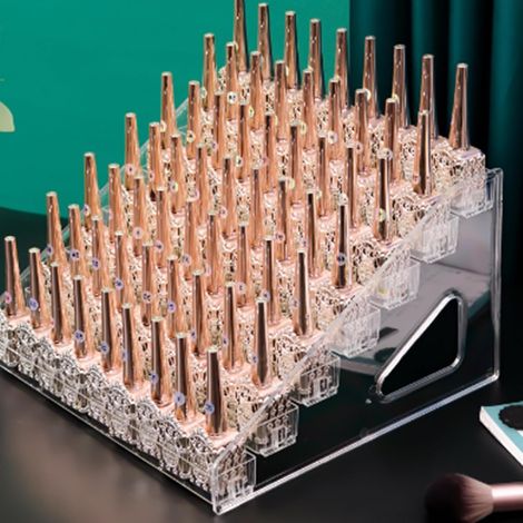 Desktop Lipstick Storage Box, Transparent Plastic Makeup Organizer Display Case, Cosmetic Organizer with 3-Layer Stackable Design and Items (1/5)