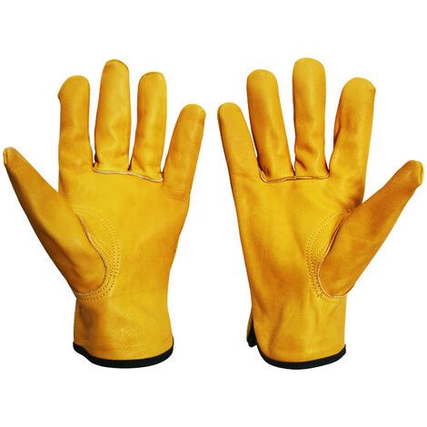 Filiyano-Gants de jardinage anti-épines pour hommes et femmes, gants de travail en cuir jaune, gants de jardinage intégraux, XL (1/5)