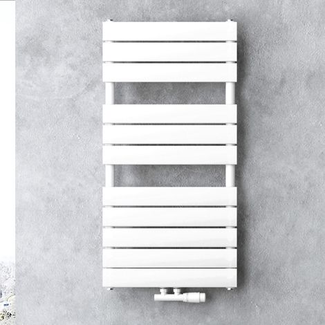 doporro Calefacción de baño 100x50cm Radiador de panel blanco para conexión central horizontal de una capa