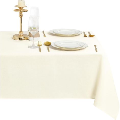 1 Nappe, Aspect lin, Imperméable, Anti-tache, Polyester, Extérieur Intérieur, Jardin Salle à manger (1/5)
