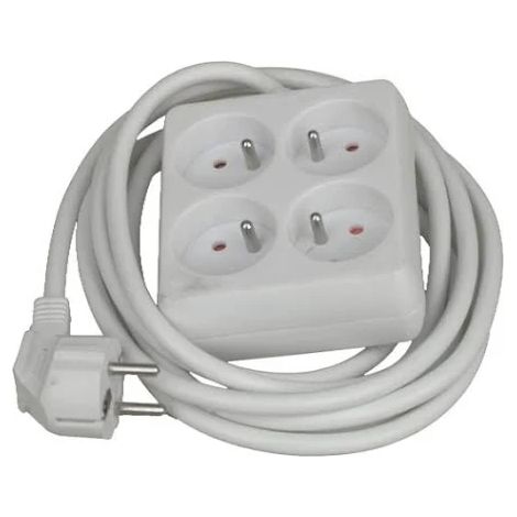 CHACON Bloc multiprise carré 4 prises 16A 3m blanc (1/2)