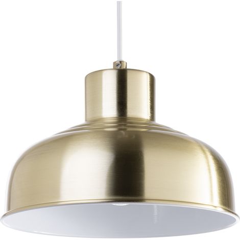Litecraft Ceiling Pendant 1 Light With Industrial Diner Shade - Satin Brass (1/5)