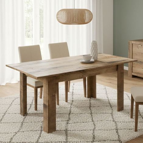 Dmora Ausziehbarer Esstisch, Made in Italy, Moderner Tisch mit Verlängerungen, Ausziehbare Konsole, 137 / 185x90h79 cm, Ahornfarbe (1/5)