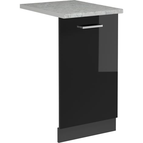 Façade de lave-vaisselle R-Line, Noir Haute brillance, 45cm, PT Marbre, Vicco