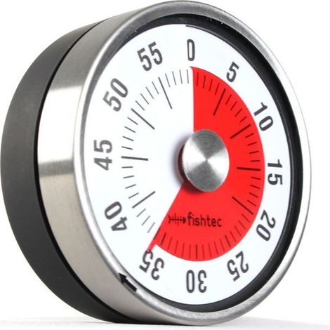Minuteur cuisine mécanique magnétique FISHTEC zone rouge alarme 60 minutes fixation magnétique réfrigérateur