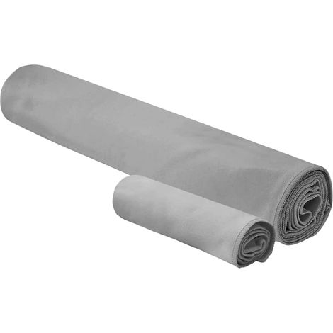 Set de serviettes de sport 2 pcs Gris foncé tissu