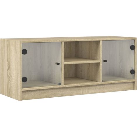 Mobile TV multimediale scaffale TV credenza TV sala da pranzo soggiorno camera da letto con ante in vetro Rovere Sonoma 102 x 37 x 42 cm marrone 020026923