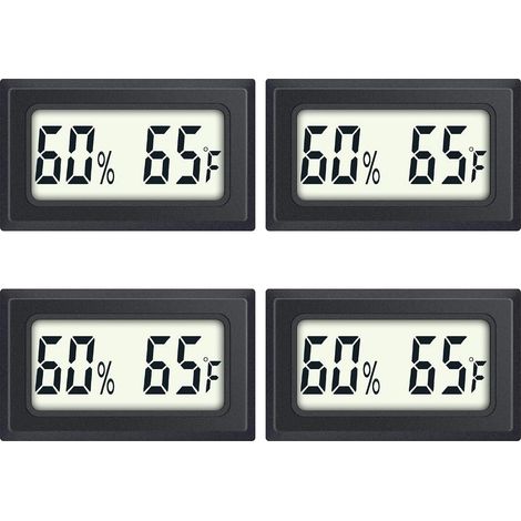 Lot de 4 mini thermomètres numériques pour reptiles, hygromètres et thermomètres d'intérieur avec affichage en degrés Fahrenheit (℉), pour caves à cigares, serres et jardins. (1/5)