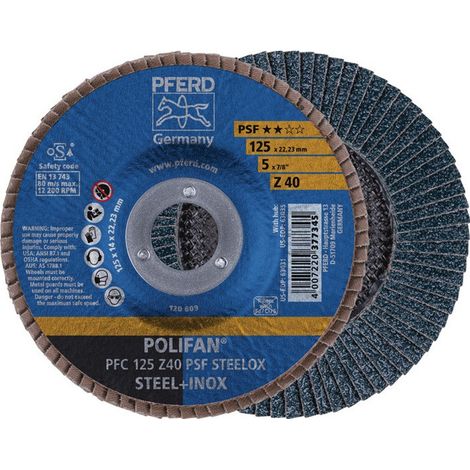 Disco de láminas POLIFAN Z PSF STEELOX D.115 mm Z-80 cónico INOX granulado (paquete de 10)