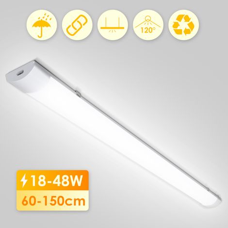 Wolketon Reglettes LED Etanche 150cm 48W IP65 Interconnectable Température de Couleur: Blanc neutre 4000K
