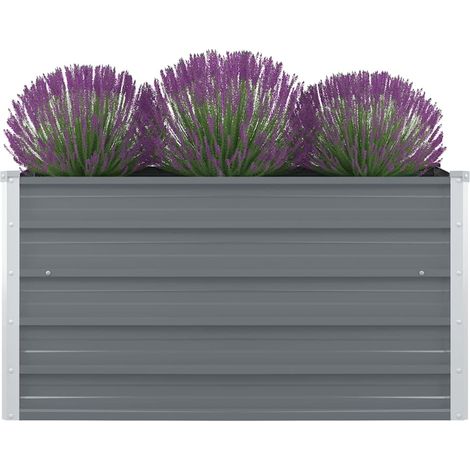 47022 vidaXL Raised Garden Bed 100x100x45 cm Galvanised Steel Grey (1/5)