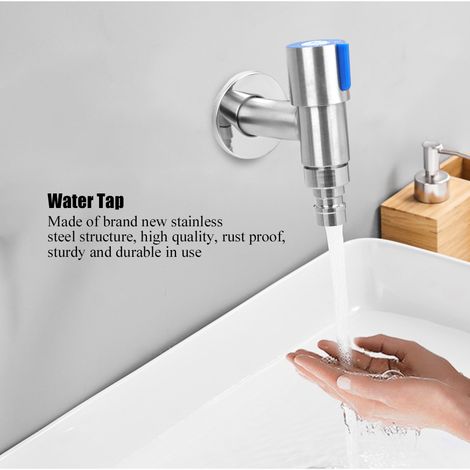 Robinet à ouverture rapide en acier inoxydable pour lave-linge, balais et éviers robinet à buse pointue allongée/maille G1/2". (1/5)