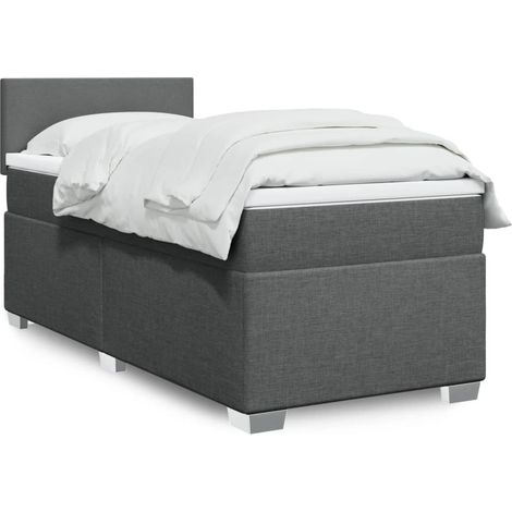 Boxspringbett mit Matratze Dunkelgrau 100x200 cm Stoff