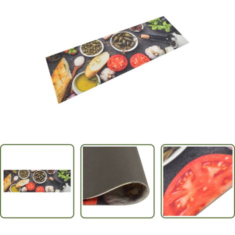 vidaXL Samt Teppich - Küchenteppich Waschbar Wein & Essen 60x180 cm Samt (1/5)