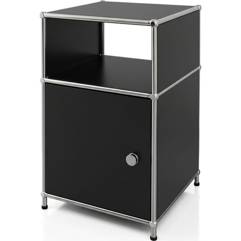 Metallregal Concept Epure MK-040 3-stöckiges Aufbewahrungsregal mit Tür & & Ablageflächen Schwarz