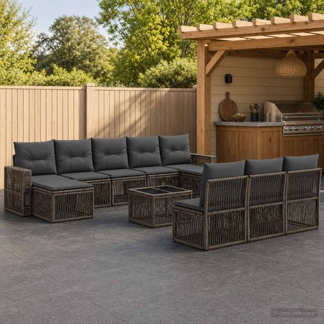 Set Divano da Giardino 11 pcs Grigio e Grigio Scuro polyrattan vidaXL (1/5)