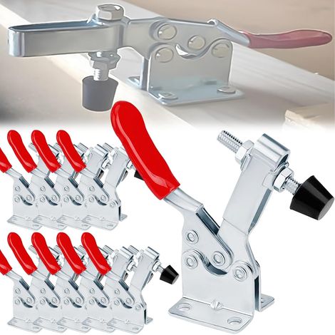 GH-201-B Packung mit 10 Zimmermannskriechen, horizontal verstellbare Schnellverschluss-Kniehebelspanner für Maschinengebrauch, Holzarbeit, Schweißen, Elektronikmontage (Tragfähigkeit 100 kg) (1/5)