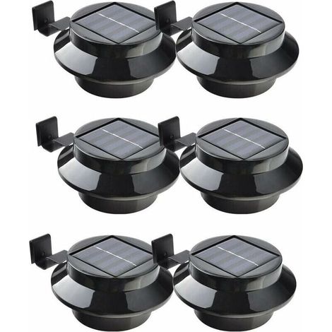 Lot de 6 lampes LED à énergie solaire pour gouttière, clôture, toit, gouttière, jardin, cour, mur, noir (1/4)