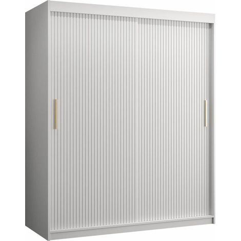 Armario Hartford 399, Blanco, 200x150x62cm, Puertas de armario: Correderas, Número de estantes: 5 (1/5)