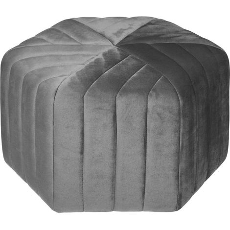 Atmosphera – Pouf hexagonal en velours gris – Dimensions L. 52 x P. 48 x H. 30 cm – Assise en mousse PU – Design unique pour salon ou chambre (1/3)