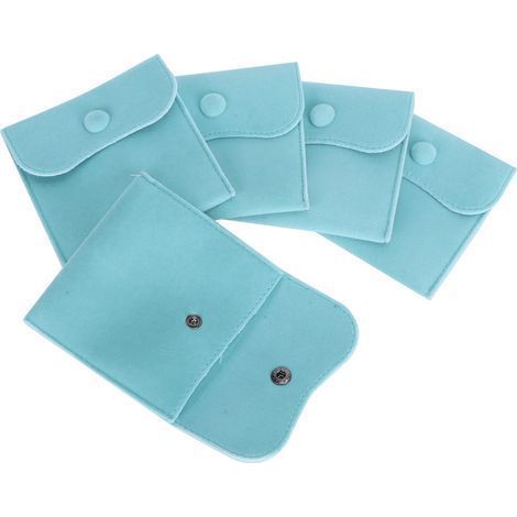 blaue Samtbeutel 10x10cm für Schmuck und Geschenke - Set mit 5 Wildlederbeuteln mit Druckknopfverschluss (1/5)