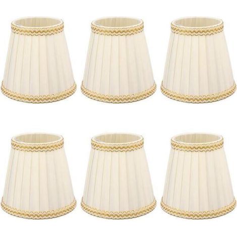 [JAMAIS UTILISÉ] Abat-jour, 6 Pièces Petit Abat-jour Clip sur Tambour Abat-jour Tissu pour Lustre Bougie Ampoules Accessoires D'éclairage E14, Pinces (1/4)