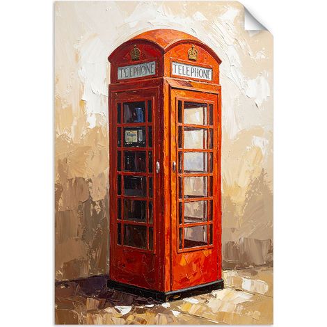 Selbstklebendes Poster – Wandsticker London Beige Telefonzelle 20x30 cm (1/3)