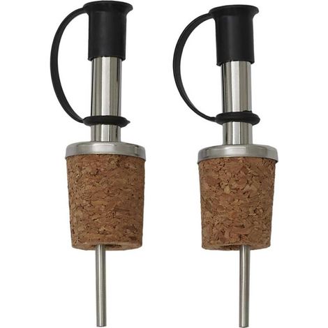 Set de 2 becs verseurs en inox avec bouchon en liège intégré (1/3)