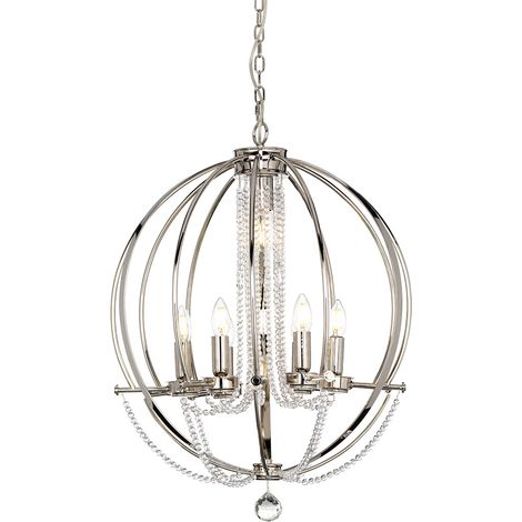 Lampadario plafoniera lampada a sospensione lampada sala da pranzo D 60,7 cm acciaio 7 fiamme (1/3)