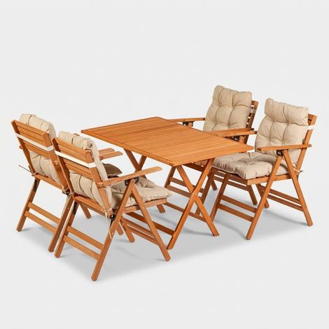 Juego de mesa de jardín Mavik con 4 sillas plegables - Set completo de 4 sillas