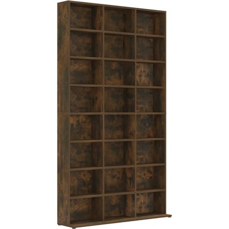 Estantería de CD contrachapada roble ahumado 102x23x177,5 cm vidaXL