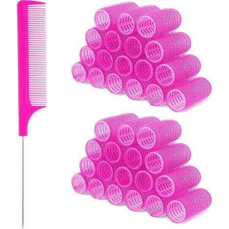 Lot de 18 bigoudis auto-agrippants avec petit peigne - Sans chaleur - Pour cheveux longs, moyens et courts (1/5)