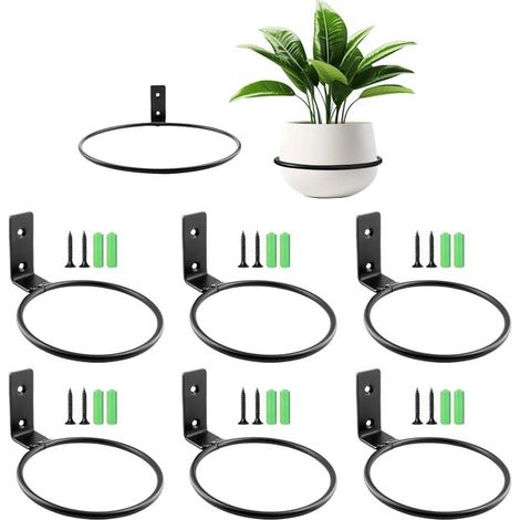 Ensemble de 6 supports muraux pour pots de fleurs, 13,5 cm, support en métal pour pots de fleurs, fournitures de jardinage.