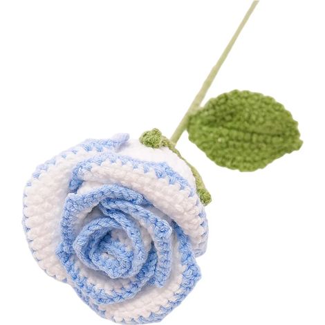 Bouquet de roses artificielles crochetées à la main avec feuillage – cadeau idéal pour la Saint-Valentin, un anniversaire ou toute autre occasion spéciale pour les femmes, les enseignantes, les mères (1/5)