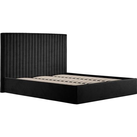 Berlin Tall Ottoman Super King Size Bed Frame (Pack of 2) - Velvet - L213 x W198 x H124 cm - Black - Flat Pack