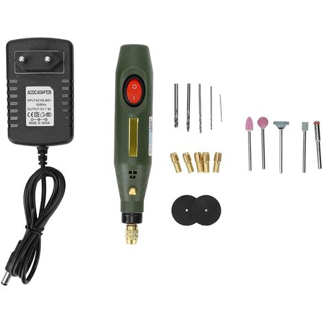 Kit d'outils rotatifs portables, mini broyeur électrique,avec plusieurs accessoires pour la sculpture sur bois, la fabrication de bijoux, les (1/5)