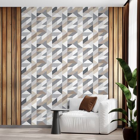 Papier peint intissé pré-encollé - SCANDINAVE GRAPHIQUE BRUN GRIS BLANC - 1 rouleau de 300x60cm (1/5)