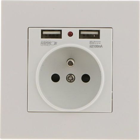 Wandsteckdose, Wandsteckdose mit zwei USB-Anschlüssen (5 V/2100 mA), versenkte Steckdose mit 2 USB-Anschlüssen, praktisch und einfach zu bedienen