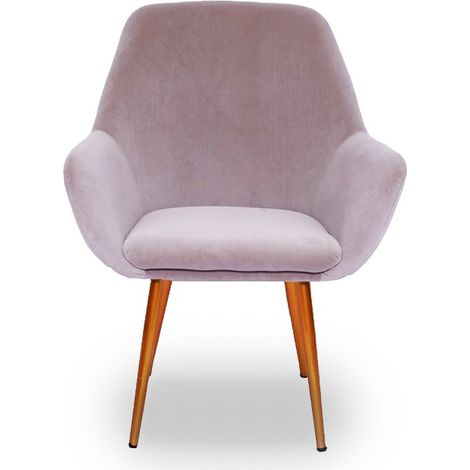 MEUBLER DESIGN Fauteuil Scandinave Baoba Velours - Velours Taupe, Métal, Mousse polyéthylène, Style Art déco, 68 x 63 x 86 cm (1/3)