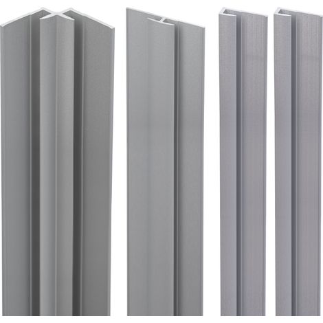 Schulte Zubehörset für DecoDesign Duschrückwände, beinhaltet 2 Endprofile, 1 Eckverbinder in Ecke, 1 Flächenverbinder, 210 cm, Set in Alu Natur