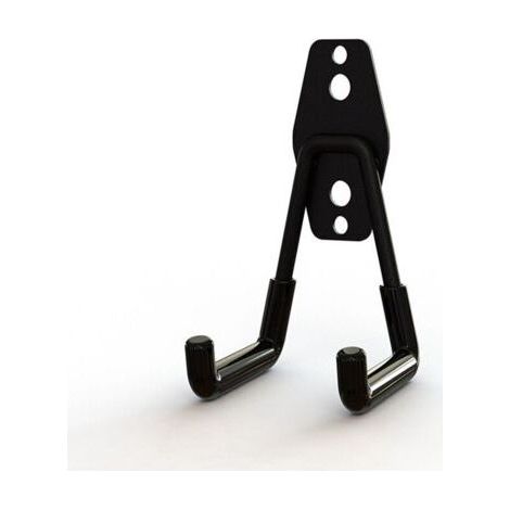 2 Pack Garage Hanger Hooks Double Garage Storage Hooks Wall Mounted Bike Hook for Organizing Tools, Stairs, Bikes Black 11 x 7.5 x 5cm,Equipped with Screws (1/4)