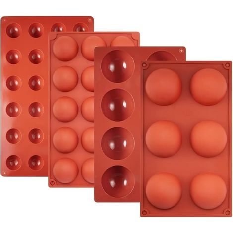 3 Pièces Moule Silicone Demi-sphère, 6/15/24 Cavités, Antiadhésif Pour Chocolat, Bonbon, Gâteau (1/5)