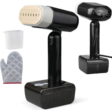 LED Garment Steamer 1800W 5 Speed Portable Steamer for Shirts 330ml Tank with Ironing Gloves for Home, Office, Travel, Black (1/5)