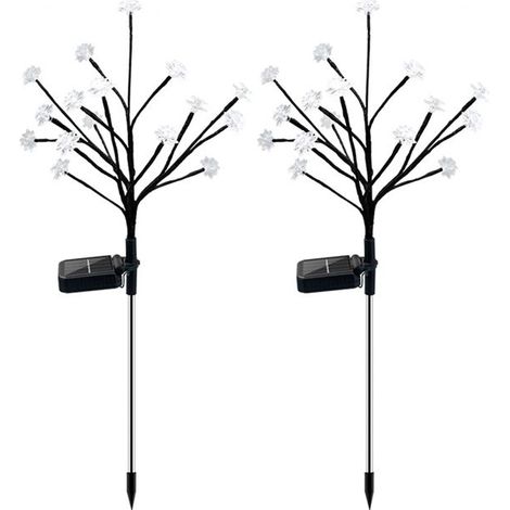 2 lampes solaires décoratives, fleurs multicolores 16 LED, hauteur 70 cm, étanches IP65, pour jardin, cour et allée (1/5)